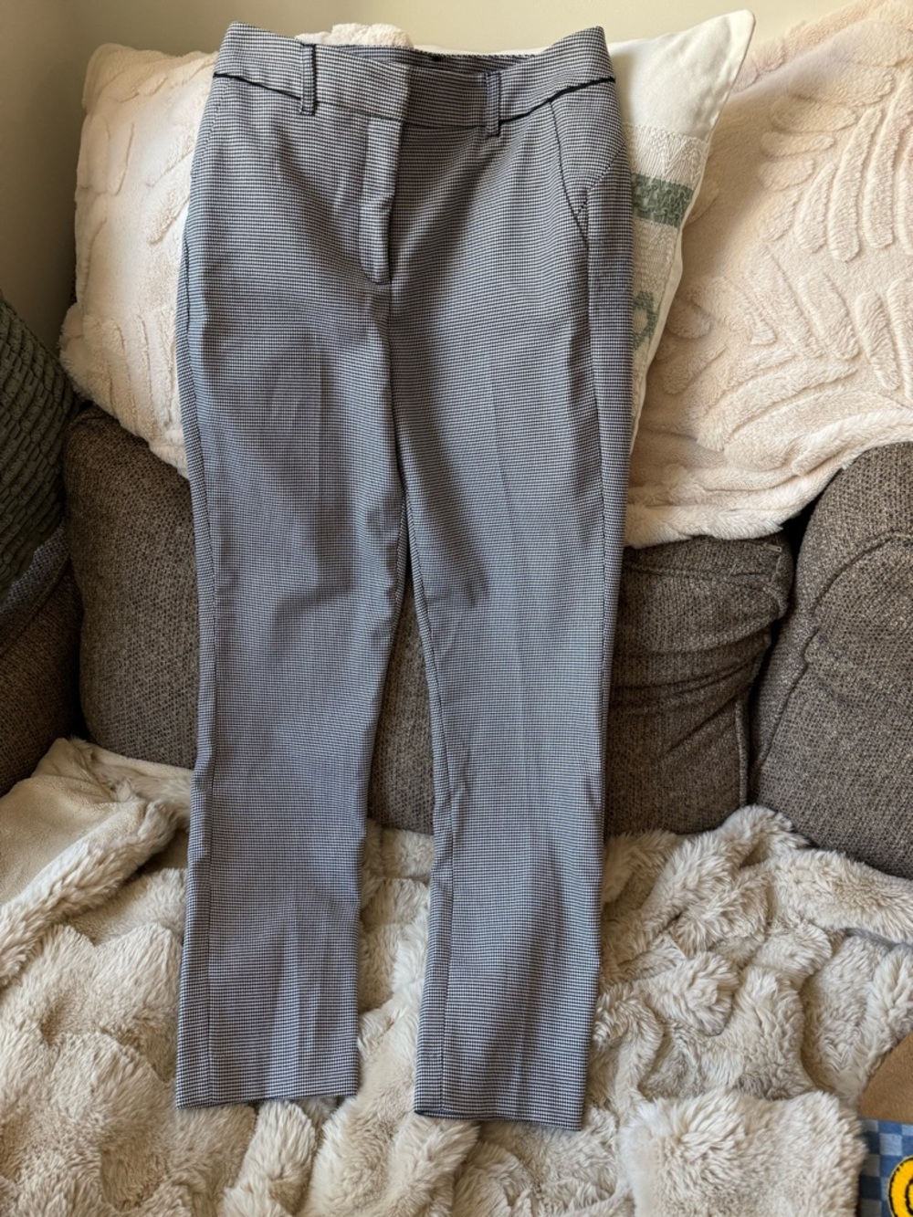 White House Black Market Gray Micro-Check Slim Ankle Pants